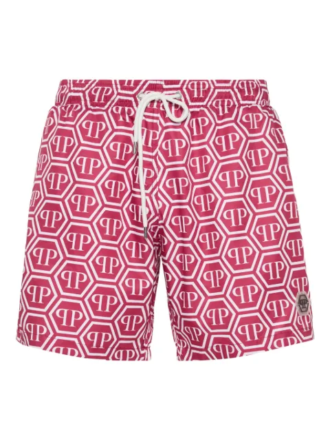 Philipp Plein monogram hexagon swim shorts Red FAECMMT0402PNY002N