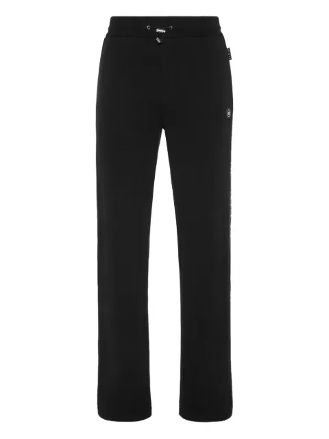 Philipp Plein logo-tape fleece track pants Black FAECMJT2657PTE003N