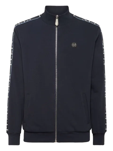 Philipp Plein zip-up cotton sweatshirt Blue FAECMJB3768PTE003N