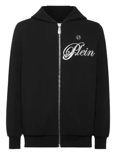 Philipp Plein crystal-embellished skull hoodie Black FAECMJB3773PTE003N