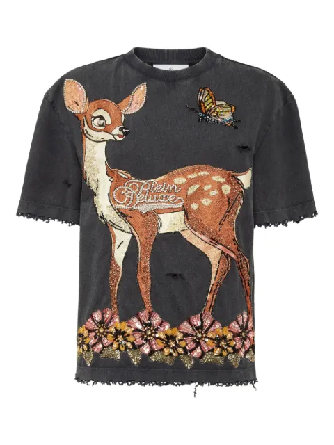 Philipp Plein deer-print sequin-embellished T-shirt Black AAECWTK3823PTE004N