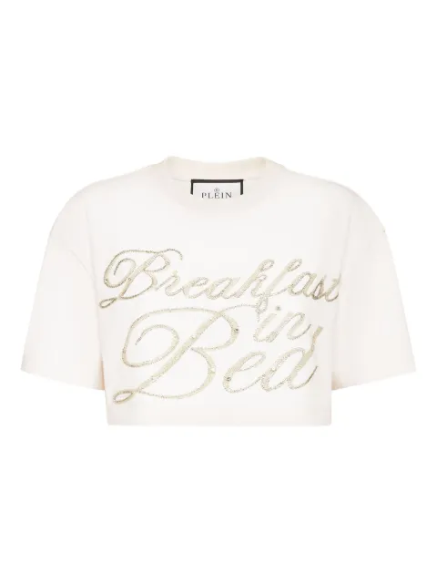 Philipp Plein Breakfast In Bed crystal-embellished T-shirt White AAECWTK3783PJY002N