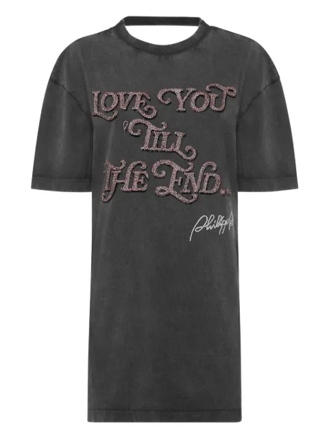 Philipp Plein Love Plein embellished mini T-shirt dress Black AAECWTG0671PTE004N