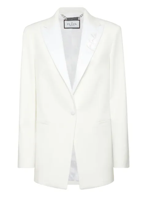 Philipp Plein satin-lapels embroidered blazer White AAECWRF0780PTE076N