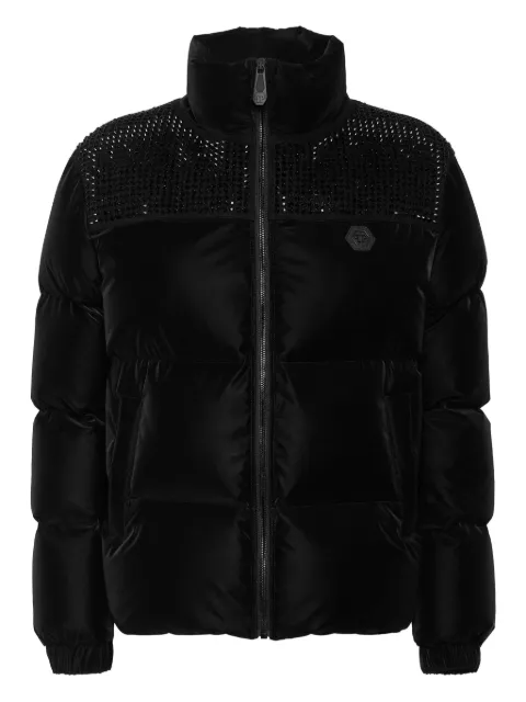 Philipp Plein rhinestone-embellished puffer jacket Black AAECWRB1541PTE003N