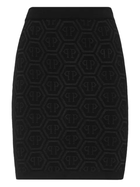 Philipp Plein jacquard-monogram mini skirt Black AAECWKV0085PTE003N