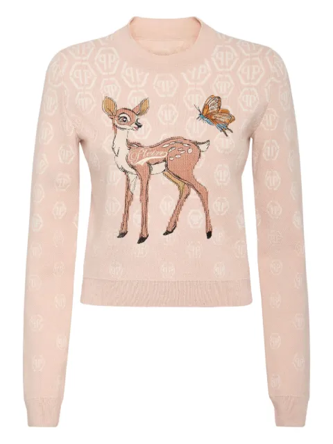 Philipp Plein Fairy embroidery monogram sweater Neutrals AAECWKO0655PTE003N