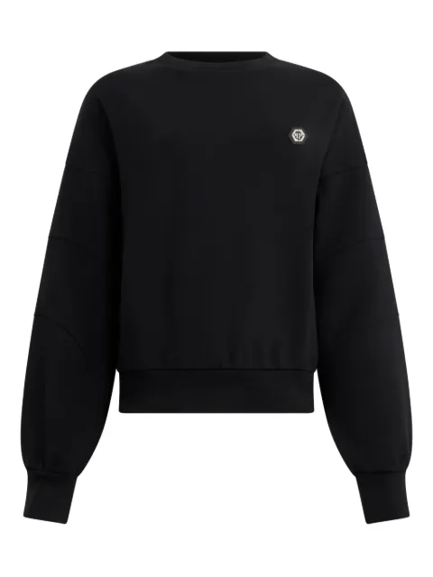 Philipp Plein fleece round neck sweatshirt logo Fatale Black AAECWJO1087PTE180N