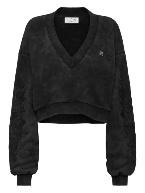 Philipp Plein washed V-neck sweatshirt Black AAECWJO1080PTE003N