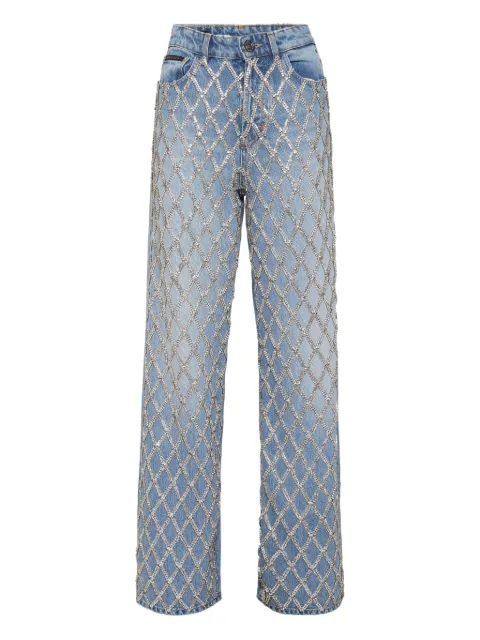 Philipp Plein Skater rhinestones embellishment jeans Blue AAECWDT2836PDE004N