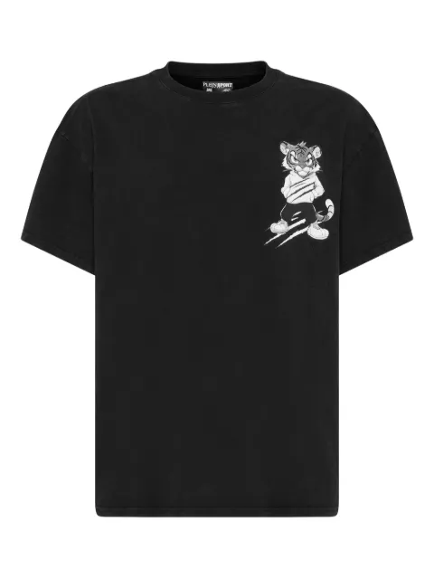 Plein Sport tiger-scratch fleece t-shirt Black AAECMTK8770STE003N