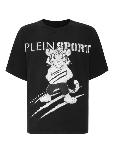 Plein Sport tiger-print T-shirt Black AAECMTK8771STE003N