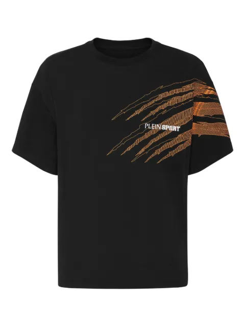 Plein Sport scratch-print T-shirt Black AAECMTK8766STE001N