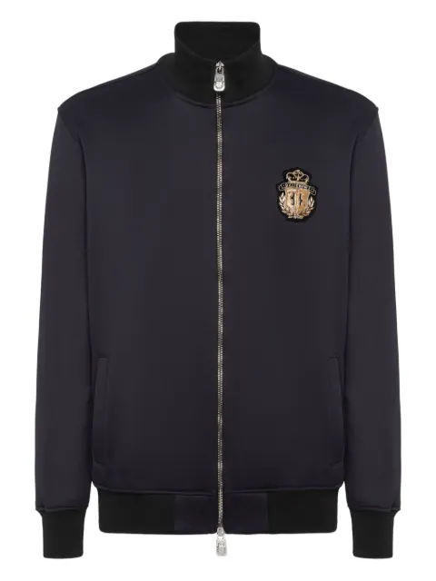 Billionaire logo-patch zip-up sweatshirt Black WAECMJB3730BTE004N