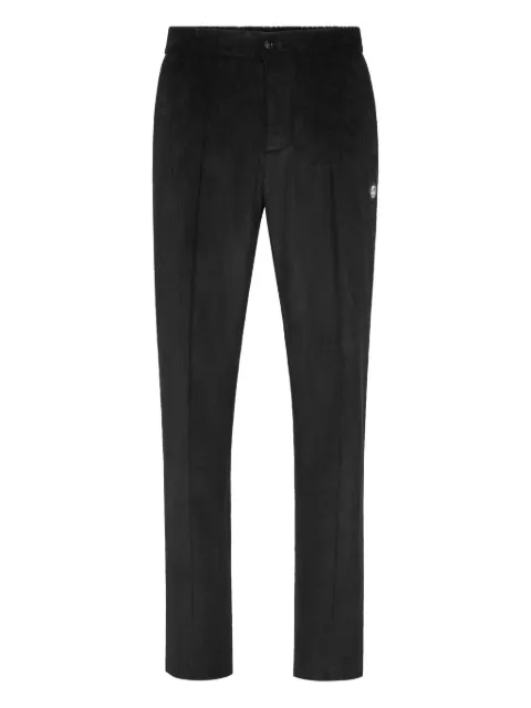 Billionaire corduroy logo-patch trousers Black OAECMRT1634BTE004N