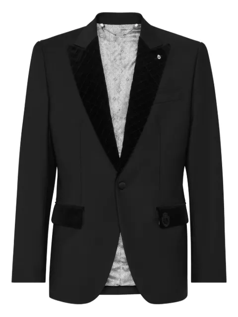 Billionaire Classic velvet-trimmed tailored blazer Black OAECMRF2028BTE004N