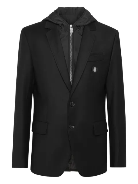 Billionaire hooded button-fastening blazer Black OAECMRF2022BTE004N
