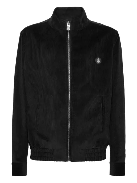 Billionaire corduroy zip-up bomber jacket Black OAECMJB3911BTE004N