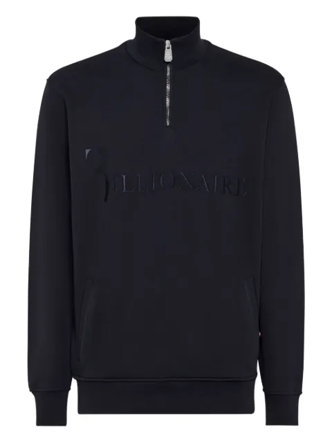 Billionaire logo-embroidered half-zip sweater Blue OAECMJB3906BTE004N