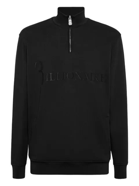 Billionaire embroidered-logo half-zip sweatshirt Black OAECMJB3906BTE004N