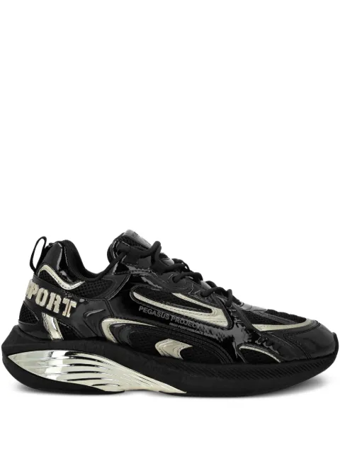 Plein Sport patent leather mesh sneakers Black FAESUSC0848STE003N