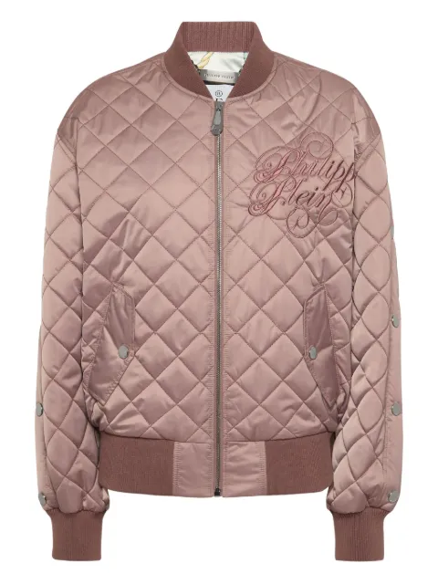 Philipp Plein quilted embroidered bomber jacket Pink FAECWRB1508PNY002N