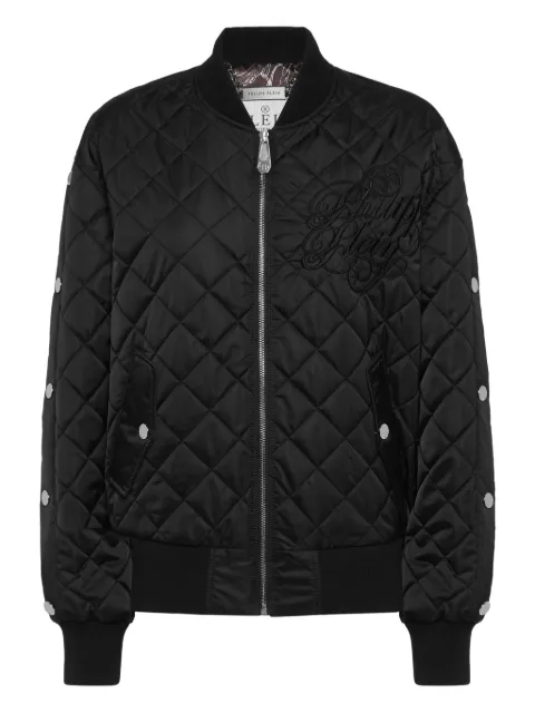 Philipp Plein nylon oversize bomber matelasse diamond signature Black FAECWRB1508PNY002N
