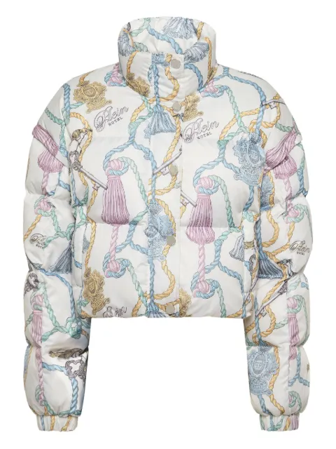 Philipp Plein tassel-key print puffer jacket Neutrals FAECWRB1502PNY002N