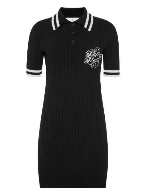 Philipp Plein ribbed polo mini dress Black FAECWKG0428PTE003N