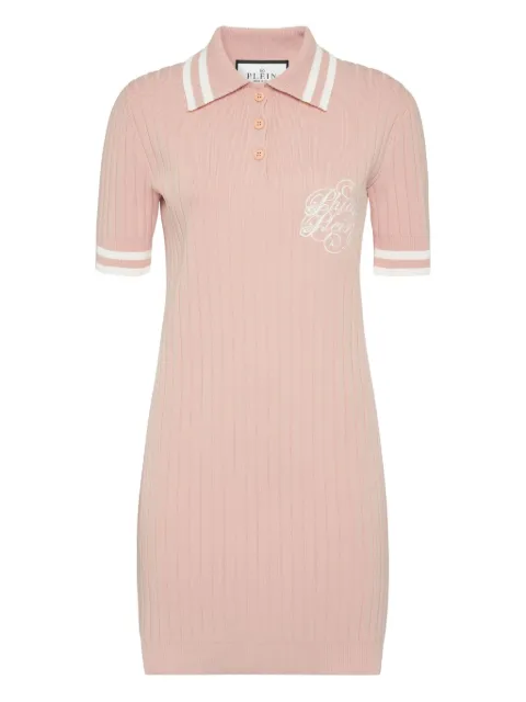 Philipp Plein ribbed-knit polo dress Pink FAECWKG0428PTE003N
