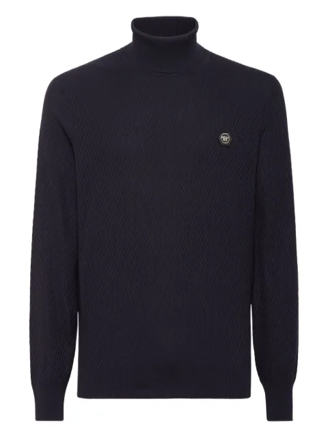 Philipp Plein logo-patch sweater Black FAECMKK0301PTE003N