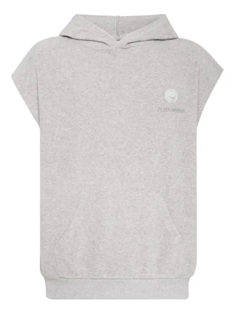 Plein Sport logo-patch sleeveless hoodie Grey FAECMJC0113SJY001N