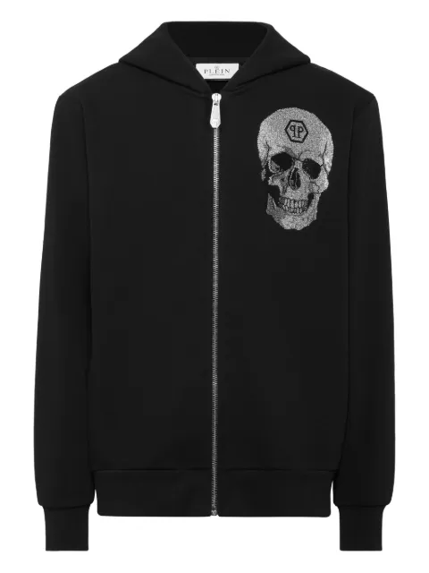 Philipp Plein rhinestoned-skull zip hoodie Black FAECMJB3800PJY002N
