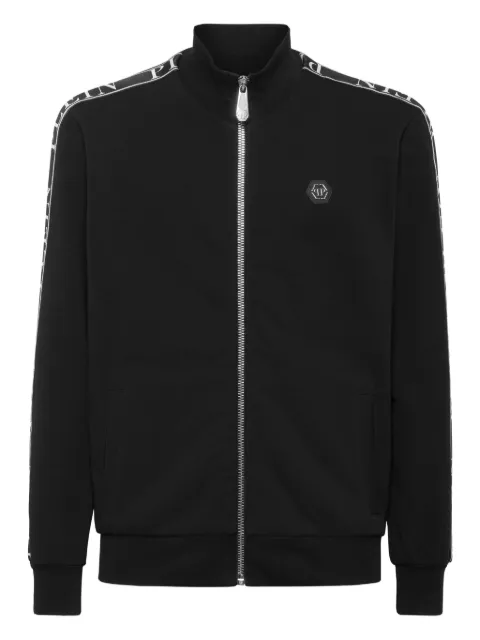 Philipp Plein logo-tape zip-up track jacket Black FAECMJB3768PTE003N