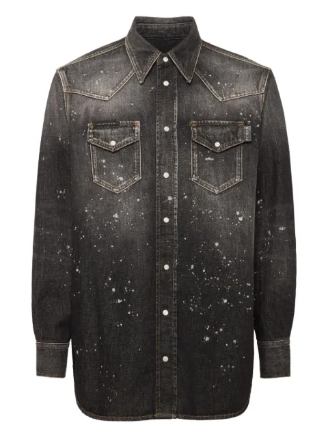 Philipp Plein oversized denim shirt Black FAECMDP0252PDE004N