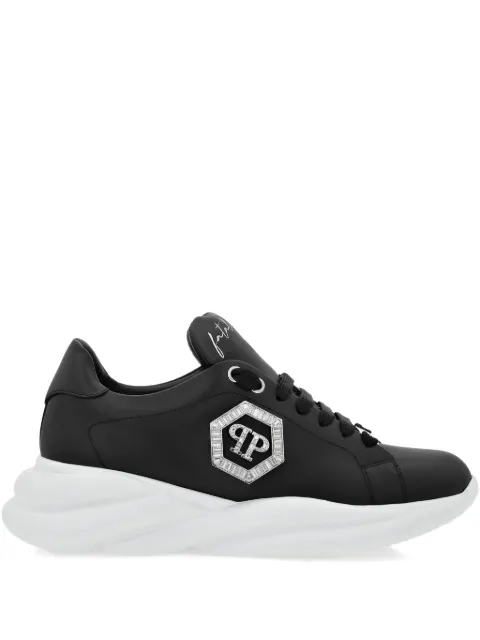 Philipp Plein crystal-embellished leather sneakers Black AAESWSC2787PLE005N