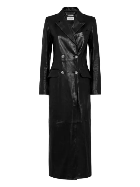 Philipp Plein double-breasted leather coat Black AAECWLA0076PLE010N