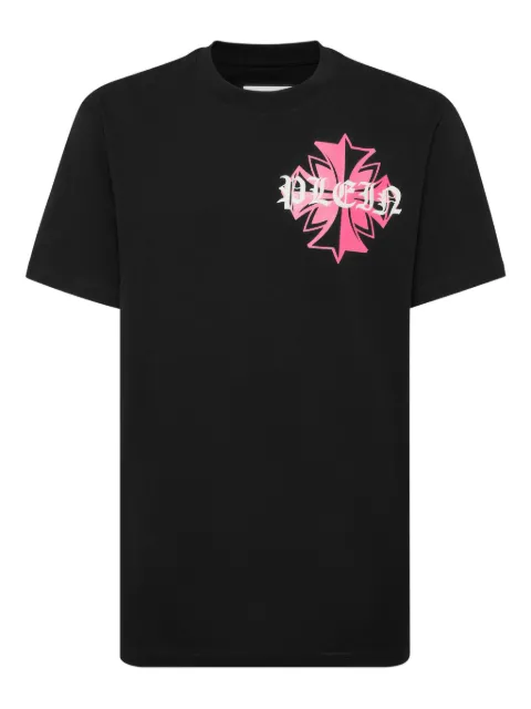 Philipp Plein crest-print round neck T-shirt Black AAECMTK8697PJY002N