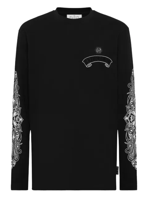 Philipp Plein long-sleeve T-shirt Chrome Crest Black AAECMTK8690PJY002N
