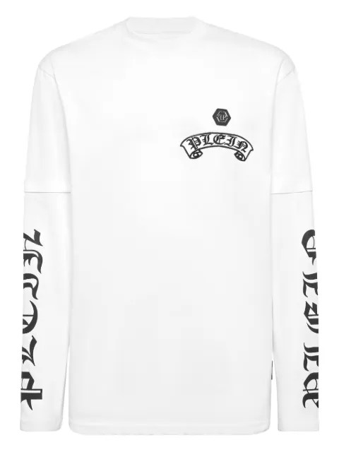 Philipp Plein logo-print long-sleeve T-shirt White AAECMTK8689PJY002N