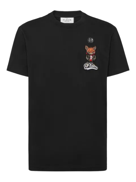 Philipp Plein fox-patch T-shirt Black AAECMTK8603PJY002N