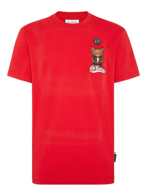 Philipp Plein fox-patch T-shirt Red AAECMTK8603PJY002N