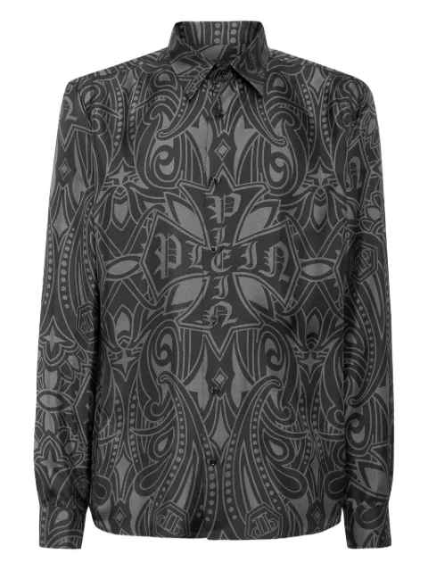 Philipp Plein paisley-print cross shirt Black AAECMRP2516PTE104N