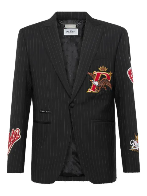 Philipp Plein eagle-appliqué blazer Grey AAECMRF2099PTE003N