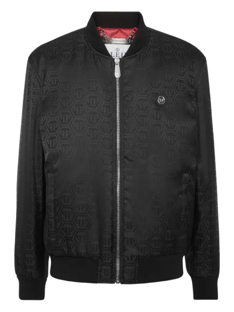Philipp Plein monogram jacquard bomber jacket Black AAECMRB2946PNY002N