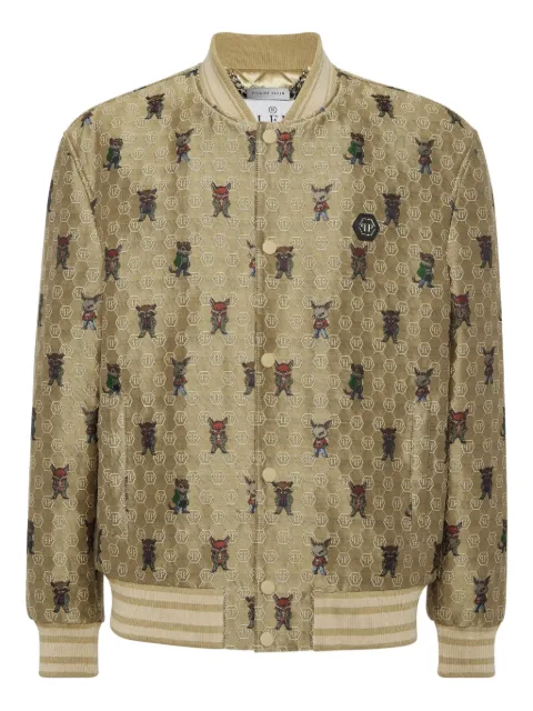 Philipp Plein jacquard animal-print bomber jacket Neutrals AAECMRB2933PNY002N
