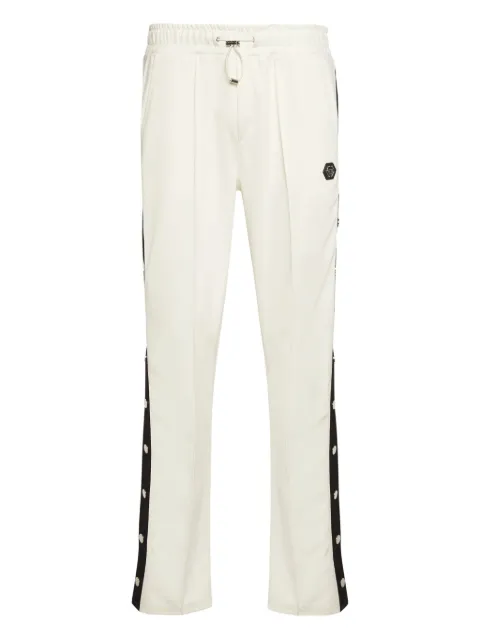 Philipp Plein button-fastening side-stripe track pants Neutrals AAECMJT2716PTE003N