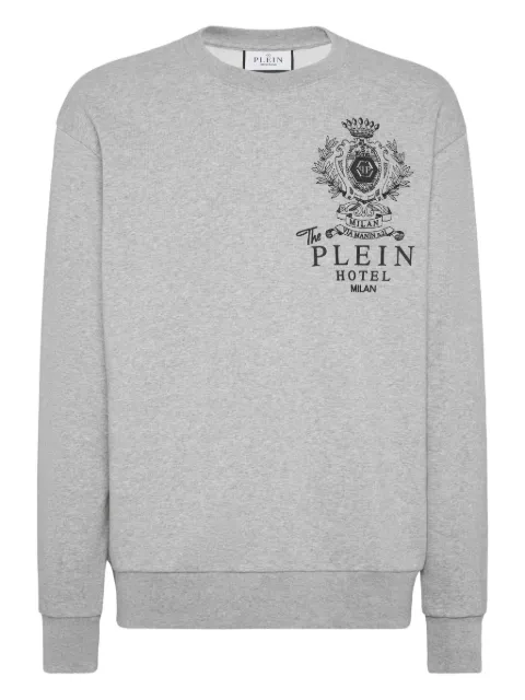 Philipp Plein crest-embellished cotton sweatshirt Grey AAECMJO1406PTE003N