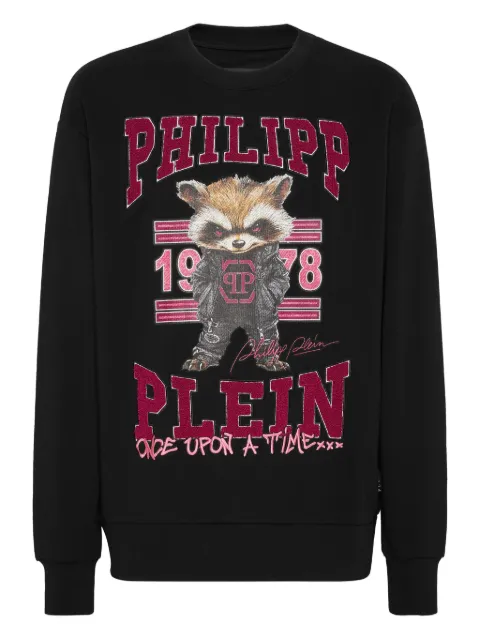 Philipp Plein raccoon-embellished cotton sweatshirt Black AAECMJO1425PTE003N