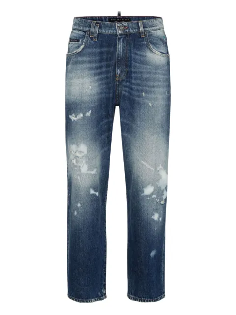 Philipp Plein distressed paint-splatter jeans Blue AAECMDT4237PDE004N